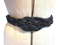Black Braided Rope Belt with Silver Detailing