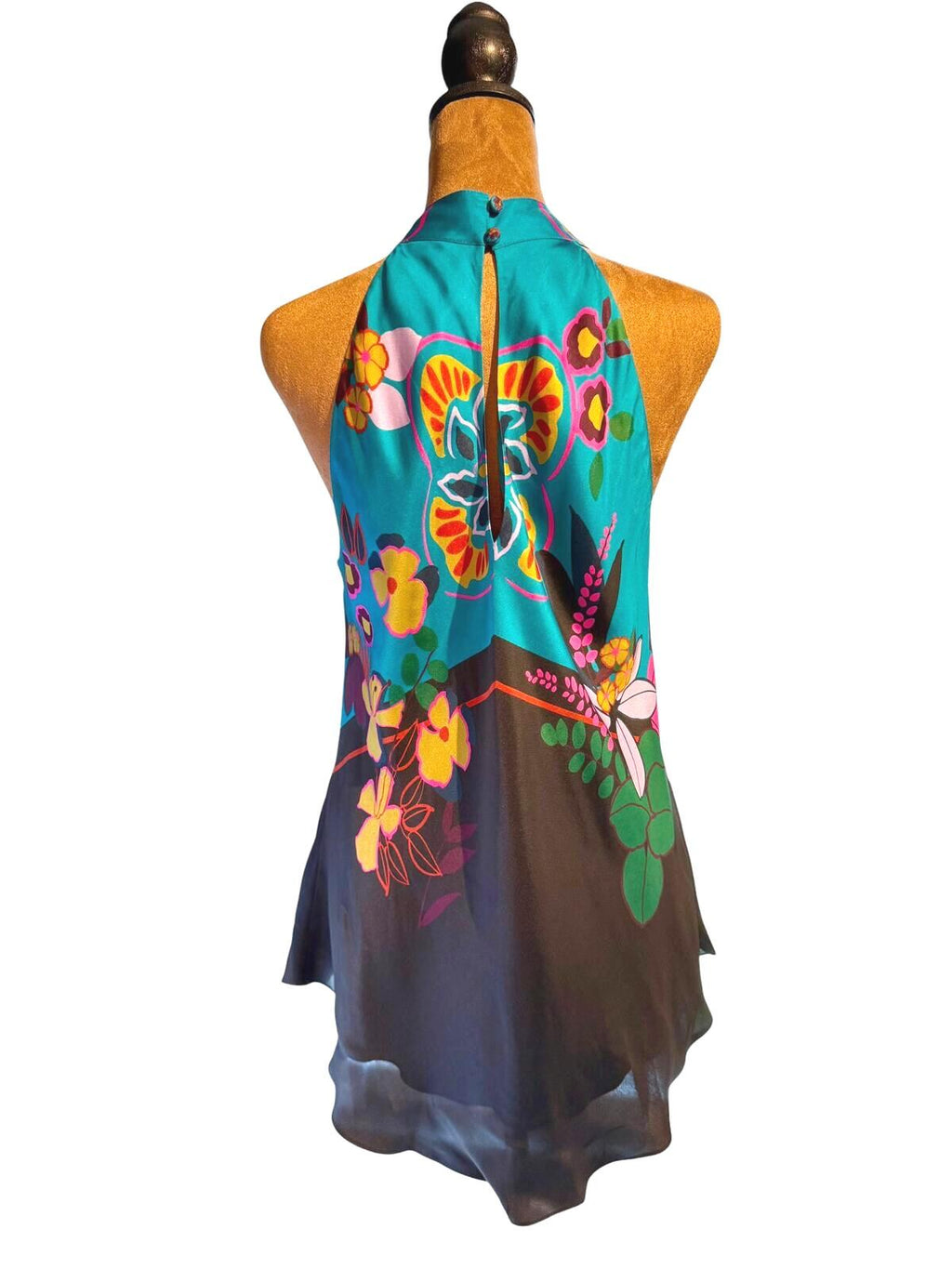 Johnny Was Jade Floral Halter Top Tunic Blouse