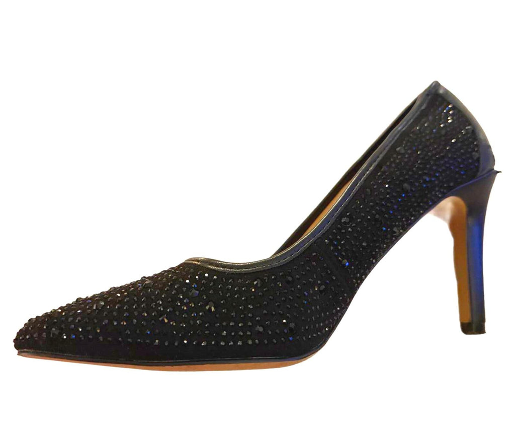 Adrienne Vittadini Black Embellished Pointed Toe Pumps