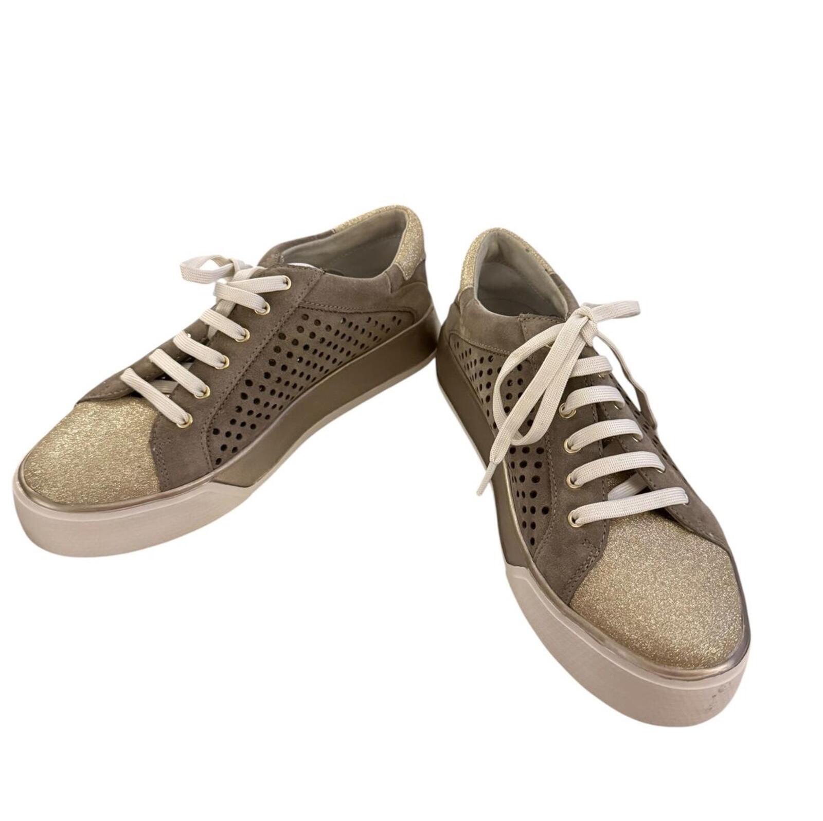 Stonefly Leather Sneakers with Glitter Detail