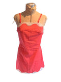Sears Red Lace Trim Slip with Adjustable Straps