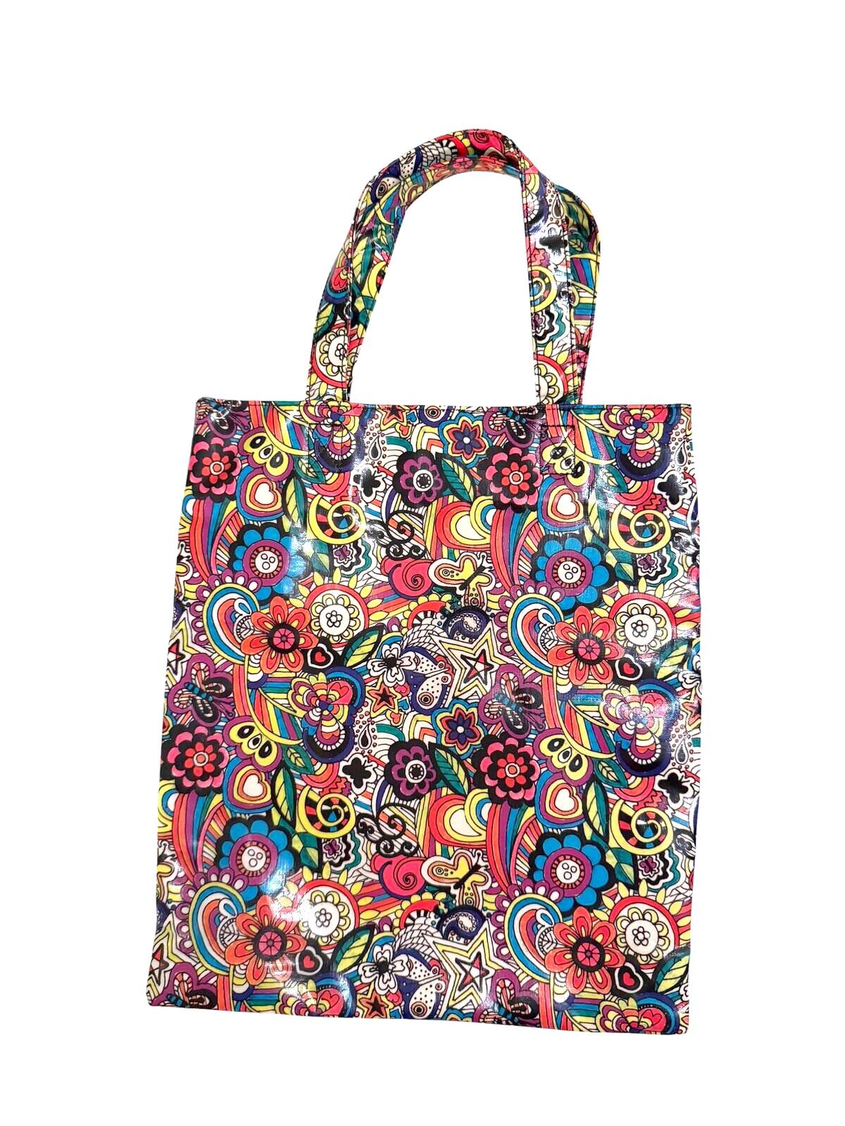 Paperchase Multicolor Psychedelic Floral Tote Bag with Snap Closure