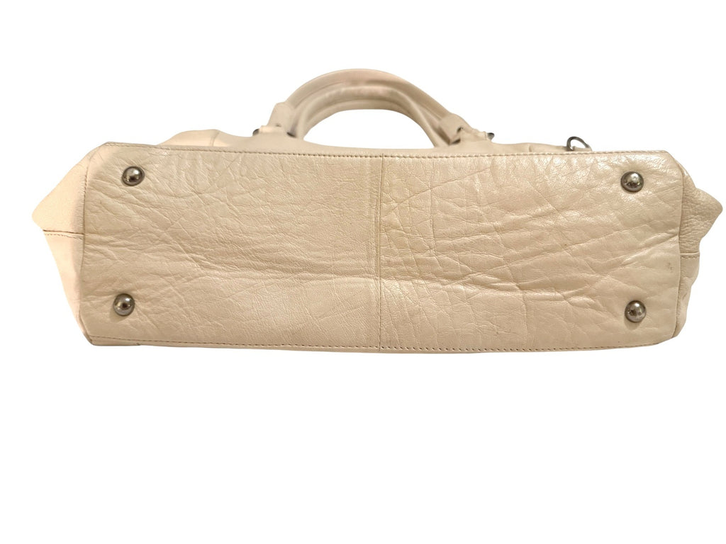 Joelle Hawkens Beige Leather Studded Shoulder Bag