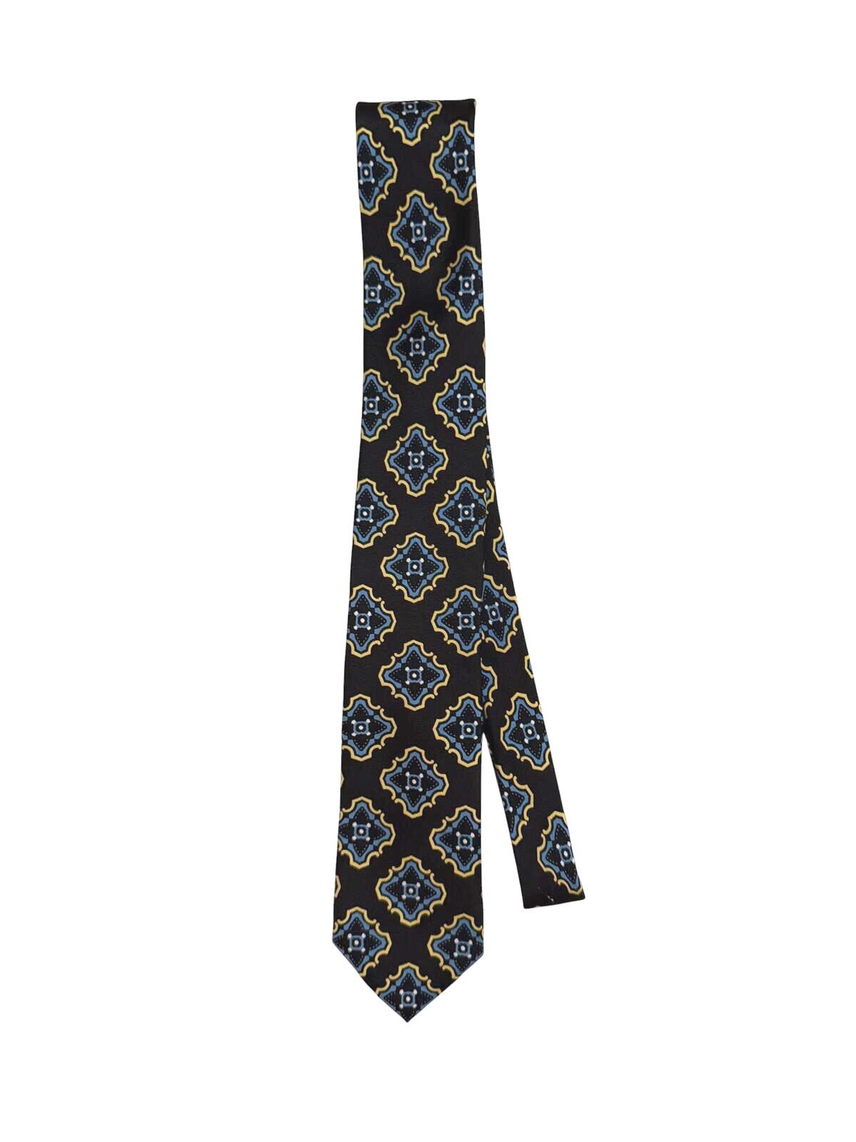 Prada Milano Black and Blue Patterned Silk Tie