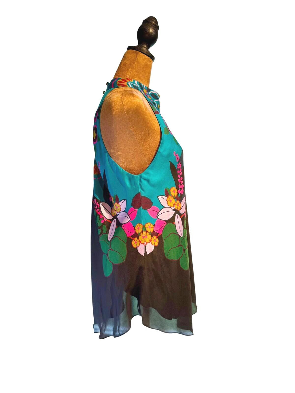 Johnny Was Jade Floral Halter Top Tunic Blouse
