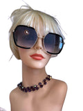 Nanette Lepore Oversized Geometric Black Frame Sunglasses with Gradient Lenses