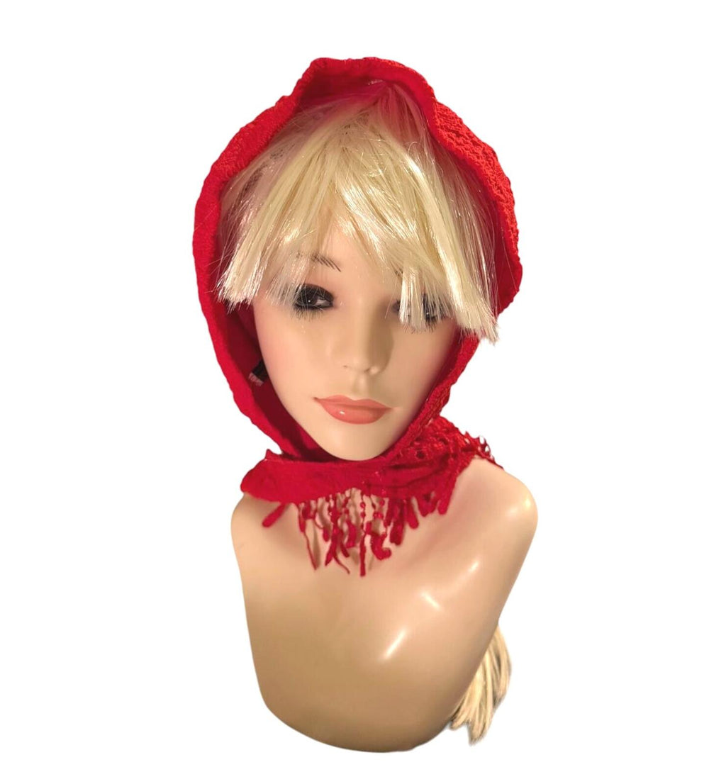 Red Lace Fringe Headscarf
