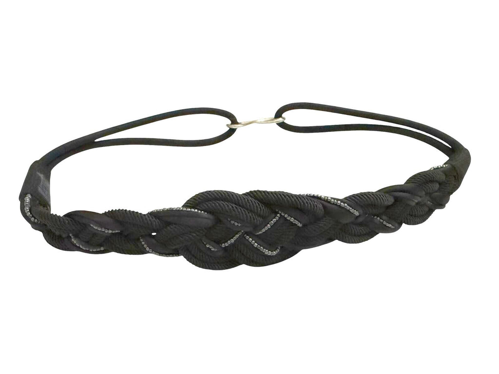 Black Braided Rope Belt with Silver Detailing