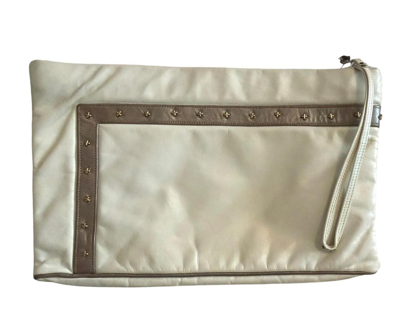 Karen Vintage Beige Studded Nylon Clutch Wristlet Pouch