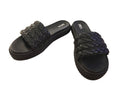 MIA Black Braided Platform Slide Sandals