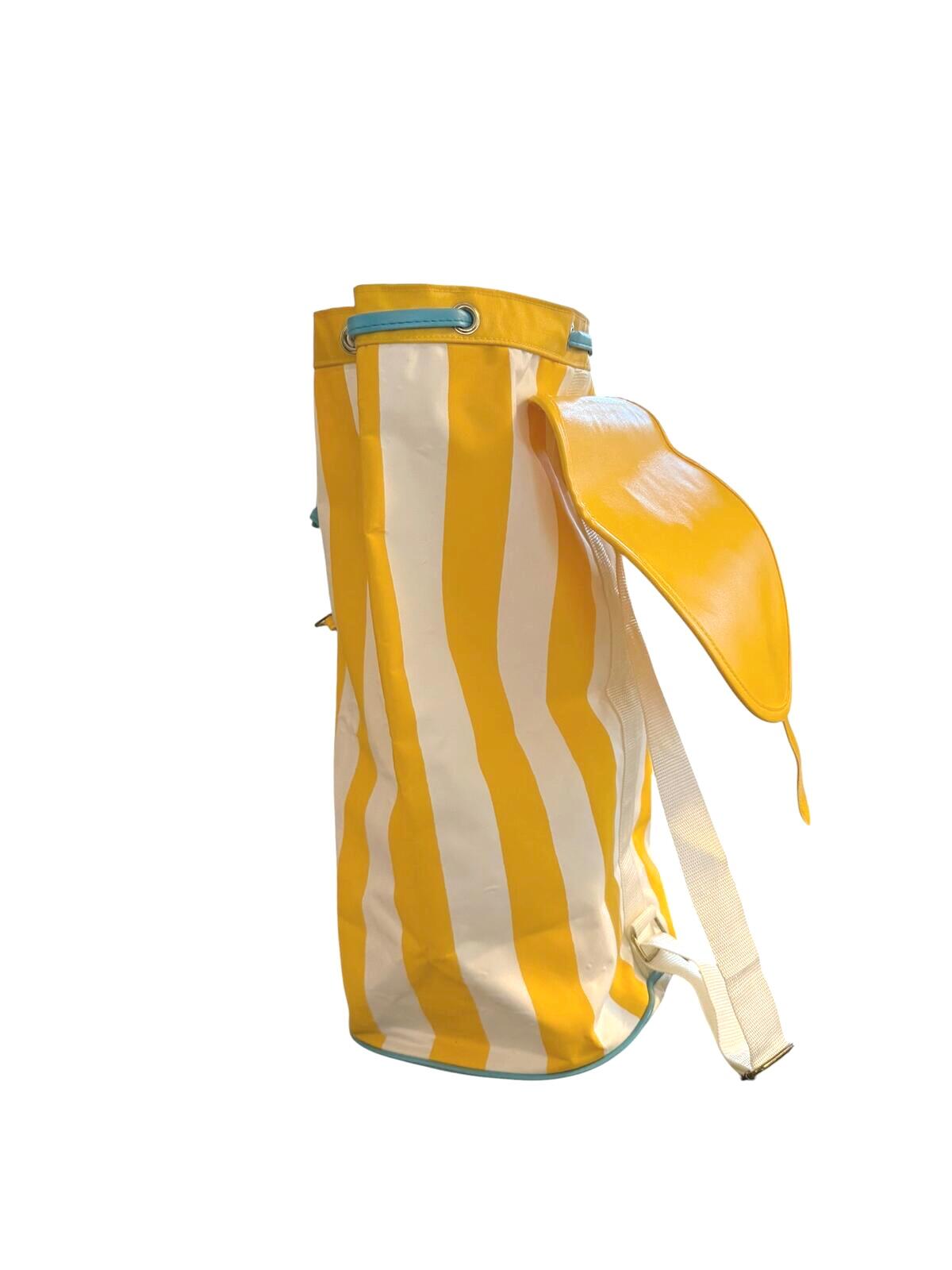 Giorgio Beverly Hills Vintage Yellow and White Striped Backpack