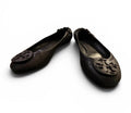 Tory Burch Black Leather Reva Ballet Flats Logo Medallion
