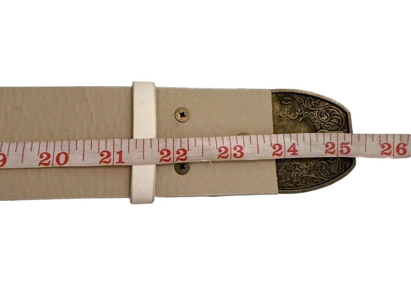 White Wide Belt with Ornate Antique Brass Buckle