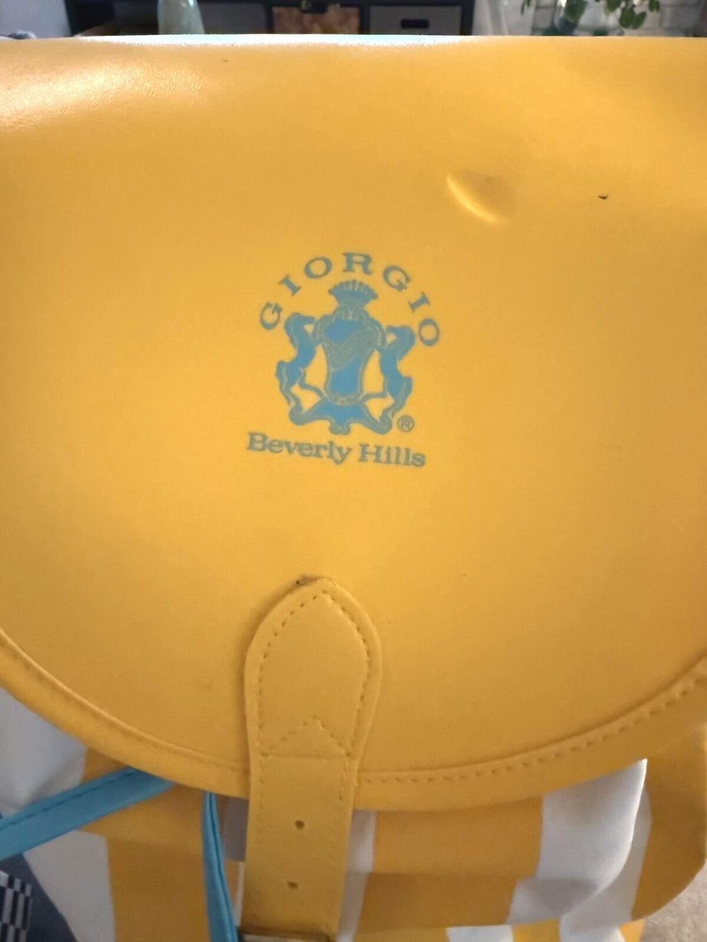Giorgio Beverly Hills Vintage Yellow and White Striped Backpack