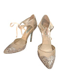 Betsey Johnson Glitter Mesh High Heel Pumps with Ribbon Tie